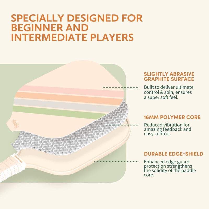 Dinkly Pickleball Paddles Set of 2/4- USAPA Approved Graphite/Fiberglass Pickleball Racket, 2 Pickleball Rackets, 4 Balls and 1 Portable Carry Bag, Aesthetic Pickle Ball Set for Men Women Beginners - Image 3
